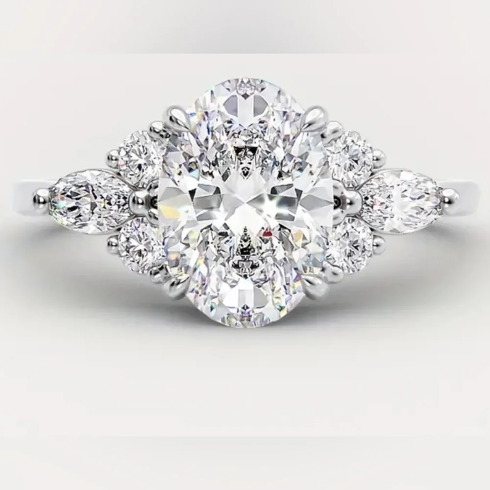 Certified GRA Moissanite Ring 18k Gold over Sterling Silver Sz 6! NEW - Picture 2 of 12